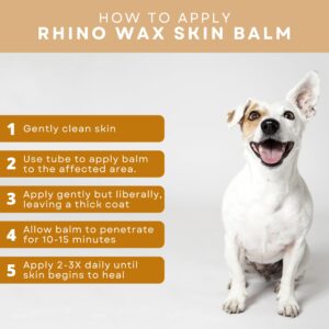 Rhino Wax - Healing Skin Balm - Dog Dry Skin Moisturizer - Dog Itch Cream - Dog Rash Cream - Provides Soothing Relief for Dog Eczema, Irritated Skin - 2 Tubes + Cloth - Lick-Safe Natural - USA