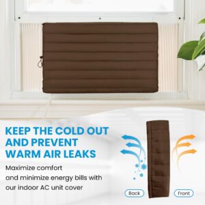 BlueStars Window Air Conditioner Cover Indoor - Inside AC Cover for Winter Protection - Triple Layers Insulation with Free Drawstring - 17" x 13" x 3.5", Brown