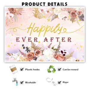 INNORU Happily Ever After Backdrop Banner, Mr & Mrs Wedding Party Photography Backdrop Poster Engagement Party Anniversary Bridal Shower Decorations Photo Booth Props 6x4ft