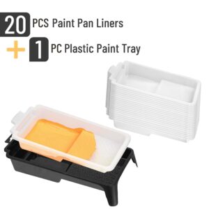 Bates- Paint Tray Liner, 4 Inches, One Plastic Paint Tray with 20 pcs Paint Pan Liners, Paint Pans Trays, Disposable Paint Tray, Paint Roller Tray Liners, Paint Trays for Painting Walls