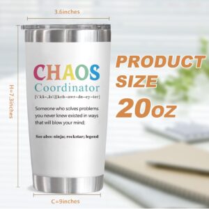 JEWOU Gifts for Women - Gifts for Boss Lady - Chaos Coordinator Gifts - Thank You Gifts for Coworker, Manager, Teacher - Birthday Gifts for Women Boss Day Gifts - 20 Oz Stainless Steel Tumbler