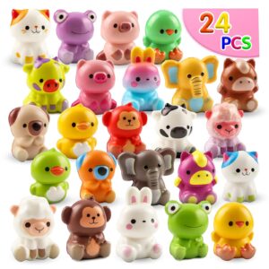 kissfuture party favors for kids 24pcs animal squishy toys,goodie bag stuffers for kids,pinata stuffers,birthday gifts for boys & girls,treasure chest prizes,classroom prizes for kids