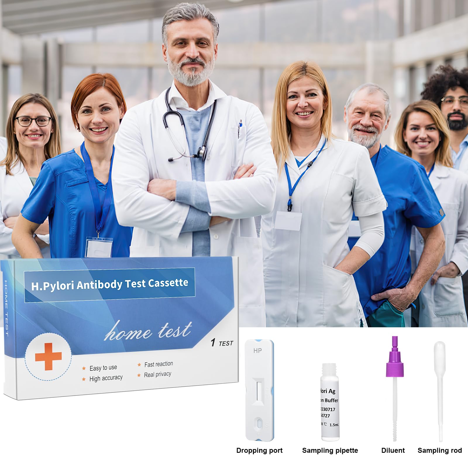 Kueysing Helicobacter Pylori Test Kits, H. Pylori，h. Pylori Stool (Antigen) 10-15 Minutes of Quick Home Testing, The Result is Highly Accurate, Easy to Read and use