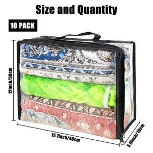 Hlimior 10 Pcs Extra Large Clear Travel Packing Cube，16 x 12 x 4 Clear Vinyl Zippered Storage Bags See Through Moving Bag Plastic Storage Bags PVC Multipurpose Pouch with Handle for clothing Storage