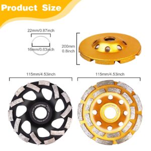 PRETEC 4 1/2 inch Concrete Grinding Wheel, 2 Packs 14-Segment Turbo Row & 18-Segment Double Row Grinder Wheel Grinder Disc for Polishing and Cleaning Concrete Surface, Cement, Marble, Granite