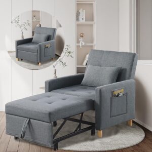 dulatis sleeper chair,convertible sleeper sofa chair,pull out sleeper chair with adjustable backrest,multi-functiona lounge chair for living room(gray)