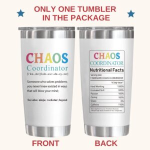 JEWOU Gifts for Women - Gifts for Boss Lady - Chaos Coordinator Gifts - Thank You Gifts for Coworker, Manager, Teacher - Birthday Gifts for Women Boss Day Gifts - 20 Oz Stainless Steel Tumbler