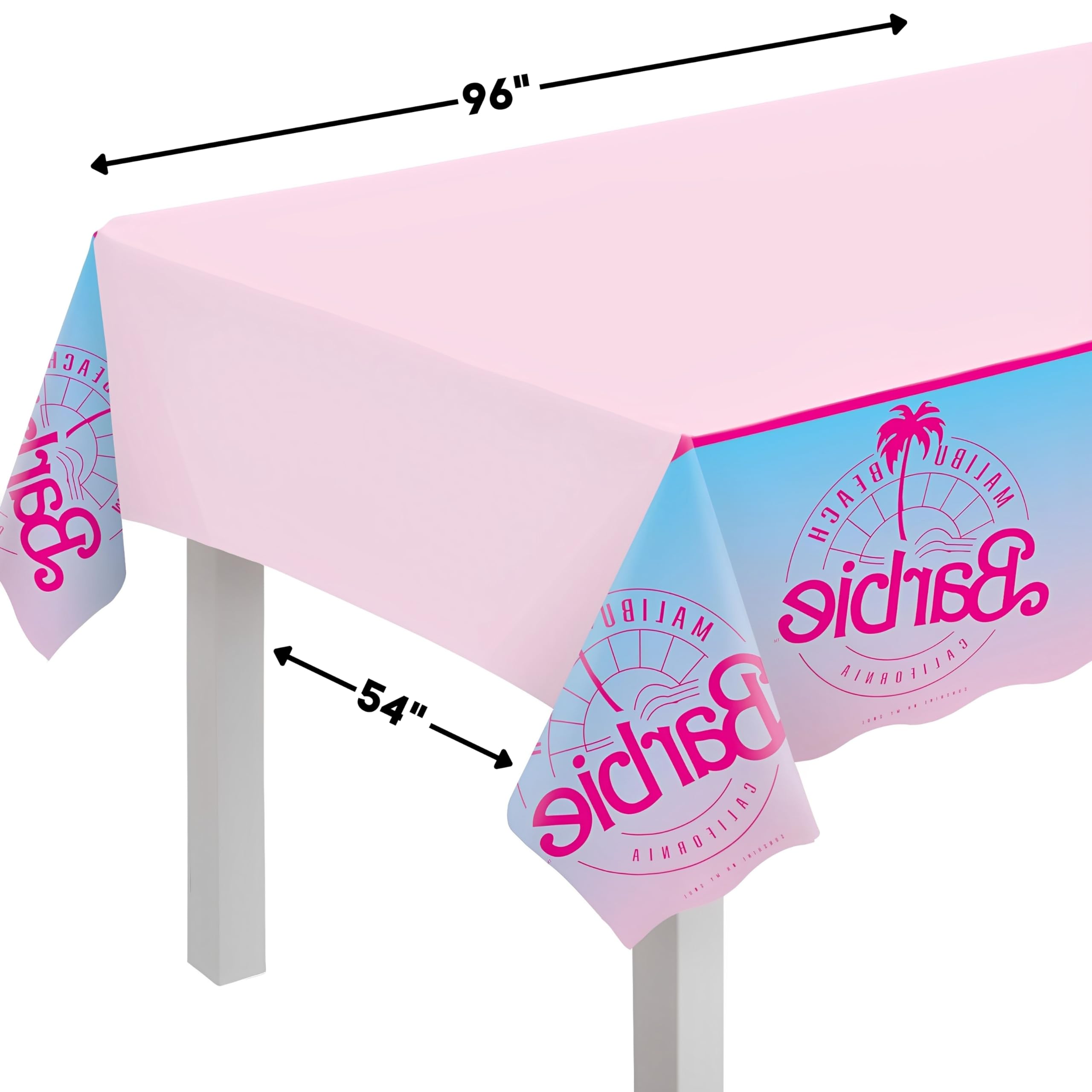 Amscan Vibrant Multicolor Plastic Malibu Barbie Table Cover - 54" x 96" (1 Pc.) - Durable & Stylish Design - Perfect for Kids' Party