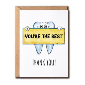 gogidesigns dentist thank you card - you are the best funny card - cute tooth card - great appreciation card - dental thank you card, white