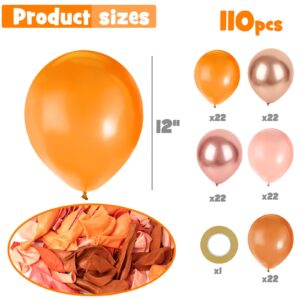 AMOR PRESENT 110PCS Orange Balloons, 12 Inches Dark Orange Latex Balloons for Birthday Wedding Baby Shower Bridal Shower Halloween Autumn Party Decoration