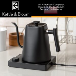 KETTLE & BLOOM Electric Gooseneck Kettle - 1 Liter, Black - Temperature Control Coffee & Tea Kettle - Perfect Pour Over, Gooseneck Electric Kettle for Precise Brewing