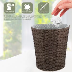 VOSAREA Wicker Trash Can Rattan Waste Basket Garbage Cans Waste Paper Bin Laundry Basket Wastebasket Garbage Bin Rubbish Basket Sundries Basket for Bathroom Coffee