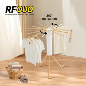 RFOUO Clothes Drying Rack Tripod,Laundry Hanger Dryer Rack,Portable Drying Rack,Foldable Drying Rack-Drying Rack Clothing Laundry Bedroom Household Wooden-16rods