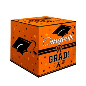 graduation card box, graduation card box 2024 graduation decorations, card box for graduation party 2024, orange grad card box holder class of 2024 for college high school gift card box decor supplies