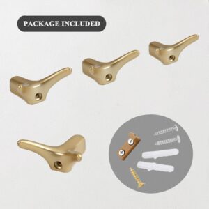 Mleuxvics 4 Packs Double Wall Hooks for Hanging Modern Gold, Heavy Duty Coat Hooks Robe Hooks Wall Mounted for Bathroom Bedroom Kitchen Hotel