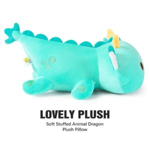 Onsoyours Chubby Dragon Stuffed Animal Adorable Plushies Soft Huggable Plush Pillow Kawaii Cute Dragon Plushie Toy for Kids (Cyan Dragon, 10")