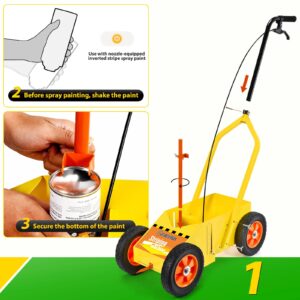 GADFISH Heavy Duty Striping Line Marking Machine, Compatible with Inverted Marking Spray Paint, Parking Lot Striping Machine for Fast and Accurate Marking, Line Striper - Yellow