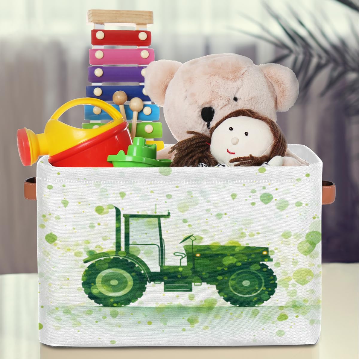 Tractor Foldable Storage Basket Cube with Handles For Child Pet Toy , Home Closets Bedrooms Fabric Collapsible Bin Organizer Box Offices Book shelf canasta para juguetes de niño