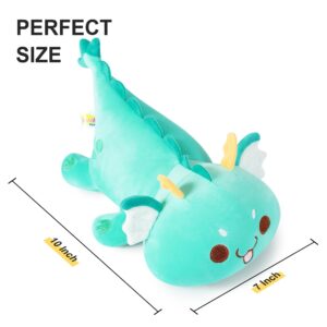 Onsoyours Chubby Dragon Stuffed Animal Adorable Plushies Soft Huggable Plush Pillow Kawaii Cute Dragon Plushie Toy for Kids (Cyan Dragon, 10")