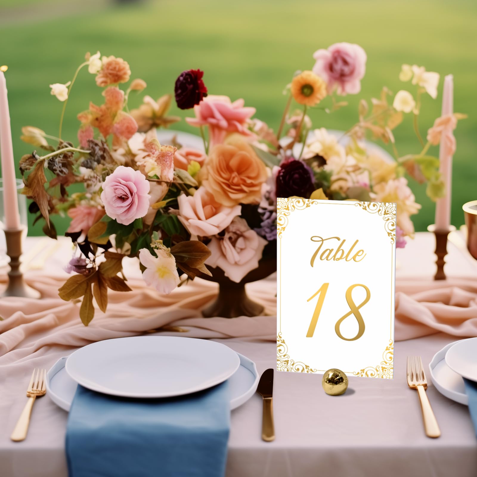 Gold Wedding Table Numbers 1-30 - Double Sided Gold Foil Table Number Cards 4x6 Inch with Head & Gift Table - Restaurant Table Numbers - Gold Table Numbers for Wedding Reception Table Signs