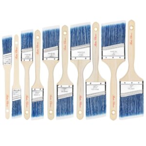 Bates- Paint Brushes, 10 Pack, 1", 1.5", 2", 2.5", 3", Angle Brushes, Treated Wood Handle, Wall Paint Brushes for Walls, Stain Brush, Furniture Paint Brushes for Painting Walls, Painting Brush