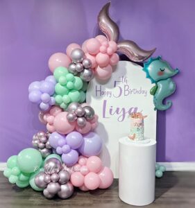 gdstars mermaid balloon garland arch kit pastel pink purple balloon, double balloon for girl birthday party bridal shower bachelorette engagement party decorations