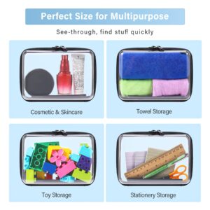 2 Pack Zippered Hard Pouch, Clear Plastic Storage Box Containers Small Toiletry Bag, Clear Hard Shell Zipper Case for Small Items, Toys, Building Blocks, Puzzles, Cosmetics, Stationery Accessories