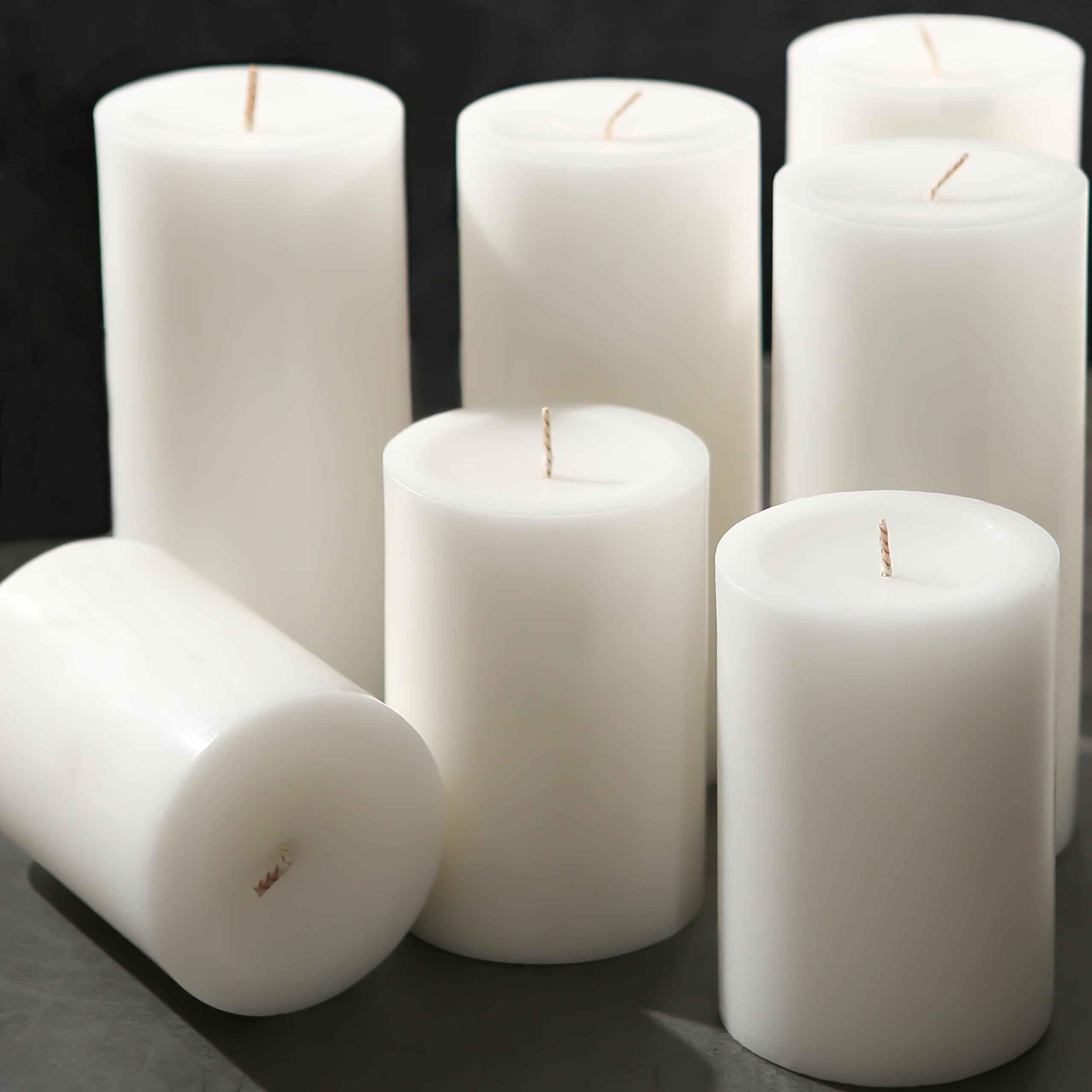 White Pillar Candles, Unscented Pillar Candles Bulk - 50 Hour Long Burn Time - Dripless and Smokeless White Wax Candles Dinner Table, for Wedding,Christmas and Home Decor [6 Pack, 2.8x4 inch]