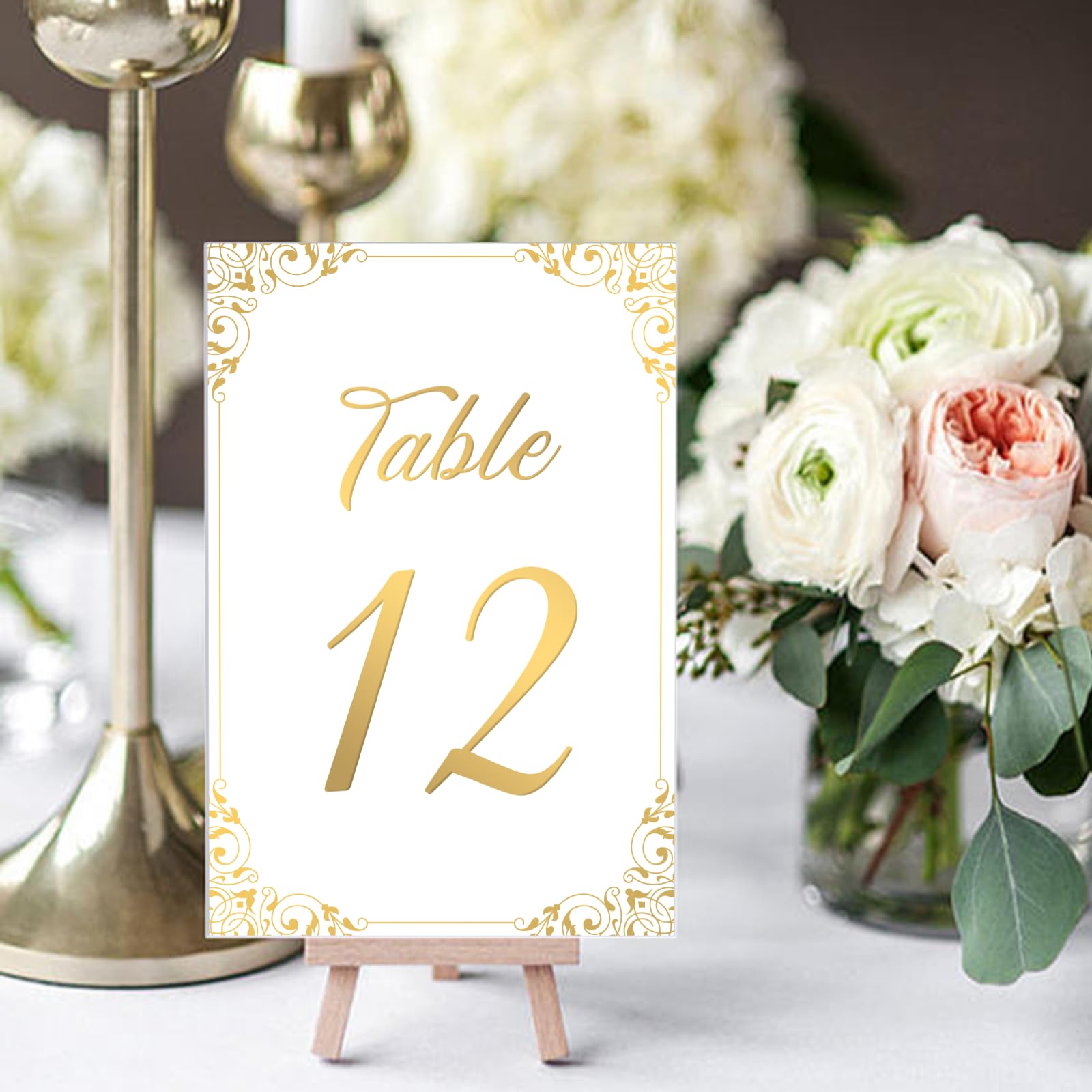 Gold Wedding Table Numbers 1-30 - Double Sided Gold Foil Table Number Cards 4x6 Inch with Head & Gift Table - Restaurant Table Numbers - Gold Table Numbers for Wedding Reception Table Signs