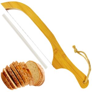 djkmjt bread slicer,bread knife for homemade bread cutter 15.8" serrated bread bow knife sourdough bread knofe fiddle bow bread knife bamboo handle - right hand bread saw slicer knife