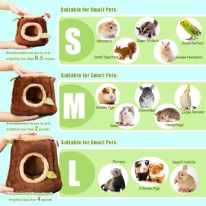 Aichillatum Guinea Pig Hideout Hamster Cage Accessories,Stump Style Soft Washable Hedgehog,Ferret,Rat Hammock for Cage,Chinchilla,Ferret, Bunny Bed,Small Animal Houses & Habitats(S)