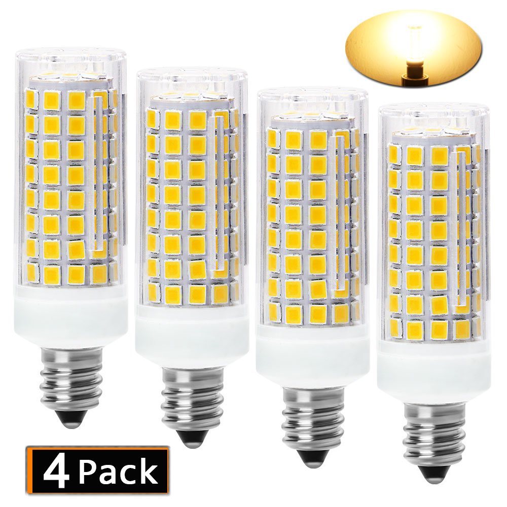 Finoti E11 LED Bulb Dimmable, 75W or 100W Halogen Bulbs Equivalent， Pack of 4 Lighting LED E11 T4 Mini-Candelabra Halogen Replacement (4 Pack) E11 120V for Chandeliers, Sconce (3000k)