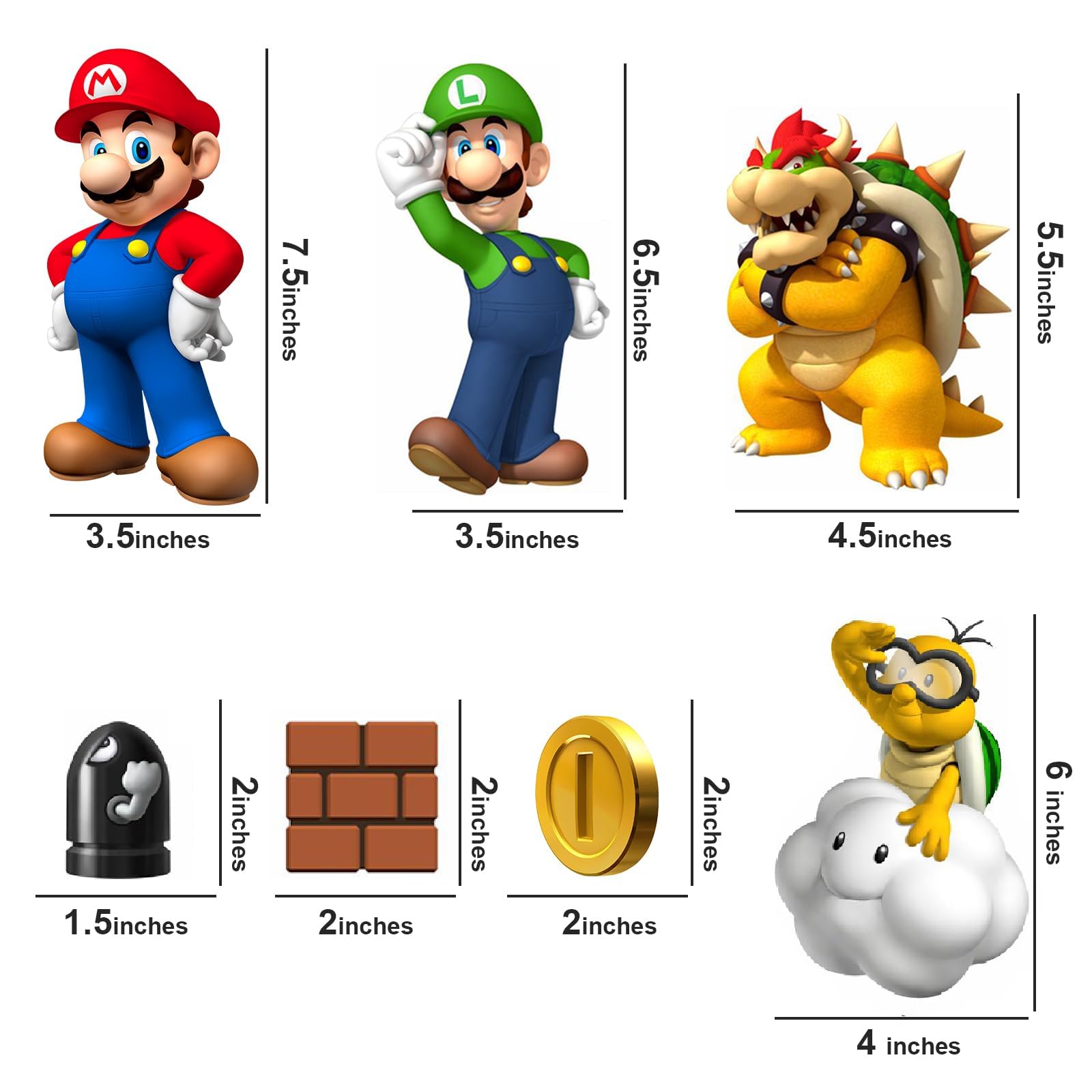 DEKOSH Super Mario Wall Decals - Complete Set of Large Mario Bros Build a Scene Peel & Stick Wall Stickers