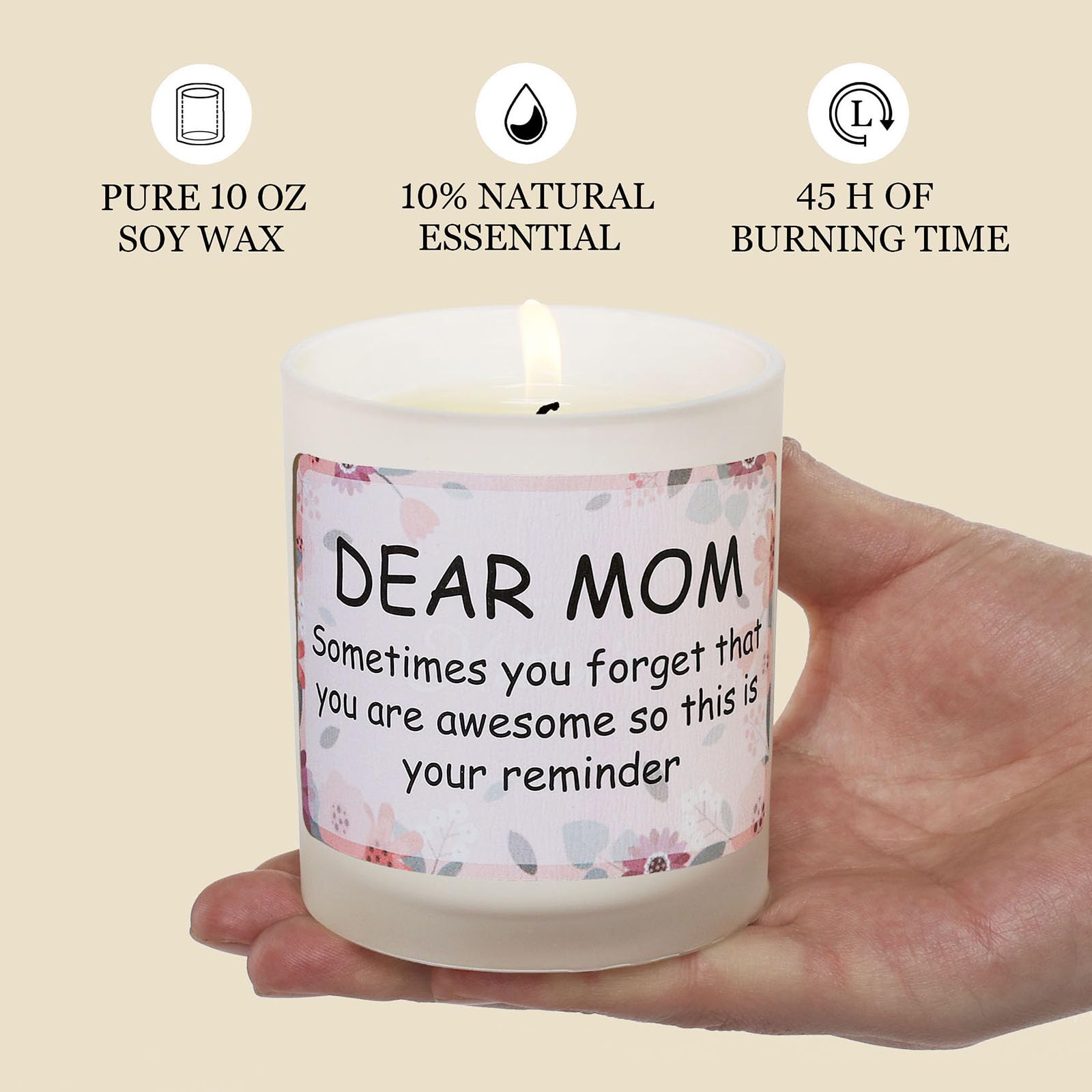 HUAN XI Gifts for Mom - Funny Birthday Gifts for Mom, Handmade Lavender Vanilla Soy Candle for Mom, Christmas Gift for Mom, Funny Cute Mom Birthday Gift Idea from Daughter Son (10oz) StyleC