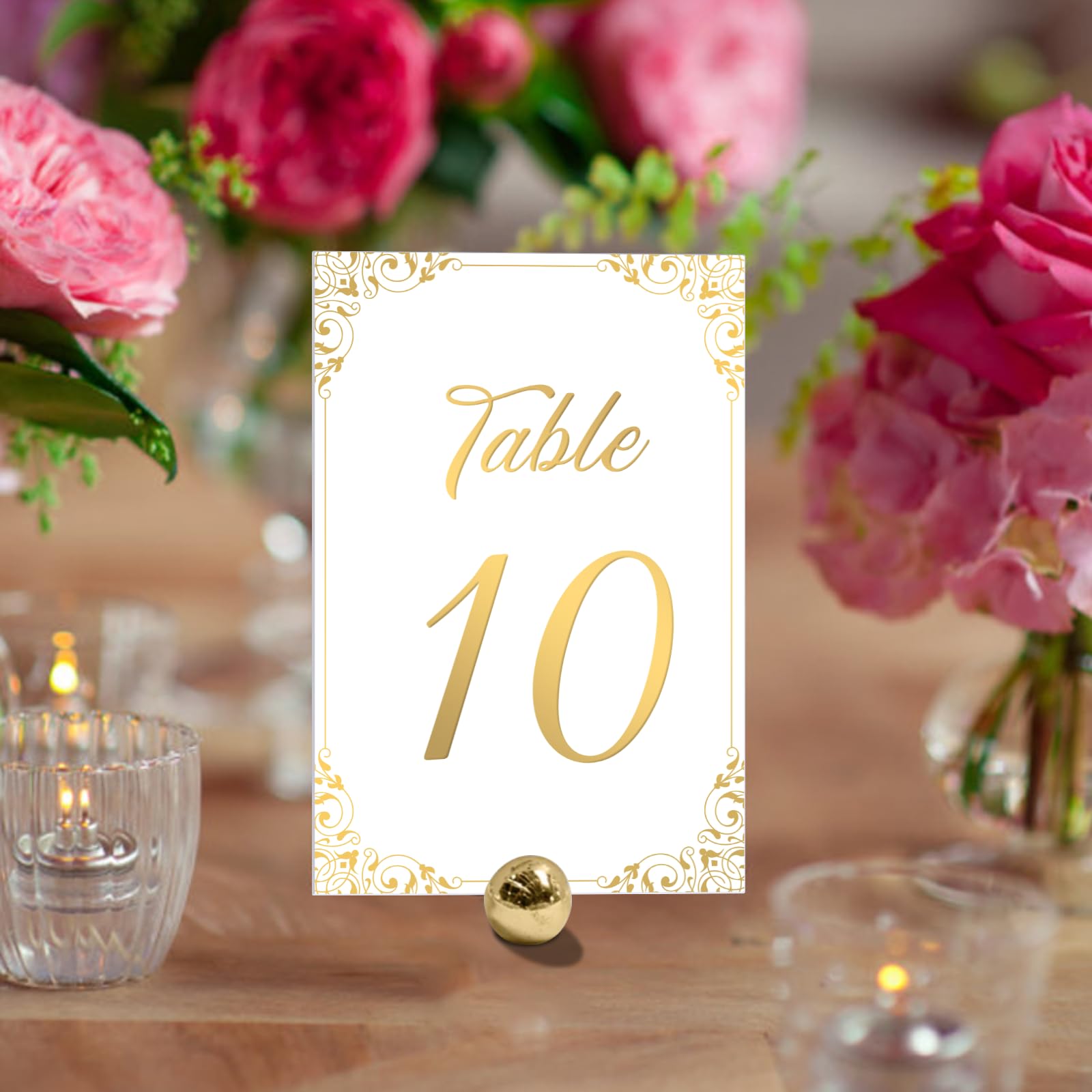 Gold Wedding Table Numbers 1-30 - Double Sided Gold Foil Table Number Cards 4x6 Inch with Head & Gift Table - Restaurant Table Numbers - Gold Table Numbers for Wedding Reception Table Signs