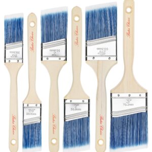 Bates- Paint Brushes, 6 Pack, 1.5", 2", 2.5", 3", Angle Brushes, Treated Wood Handle, Paint Brushes for Walls, Stain Brush, Wall Paint Brushes, Furniture Paint Brushes for Painting Walls