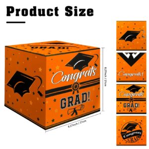 Graduation Card Box, Graduation Card Box 2024 Graduation Decorations, Card Box for Graduation Party 2024, Orange Grad Card Box holder Class of 2024 for College High School Gift Card Box Decor Supplies