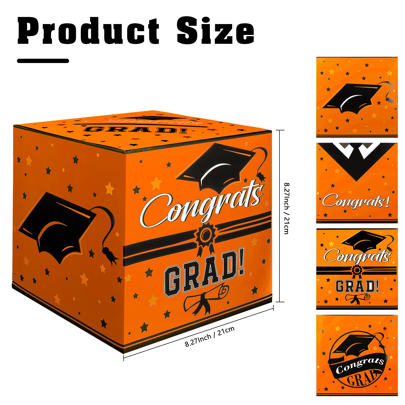 Graduation Card Box, Graduation Card Box 2024 Graduation Decorations, Card Box for Graduation Party 2024, Orange Grad Card Box holder Class of 2024 for College High School Gift Card Box Decor Supplies