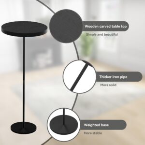 DREAMODERN Round Drink Table Black Side Table, Modern End Table Small Pedestal Table Martini Table for Living Room Bedroom Small Spaces Sofa Couch Chair - Black