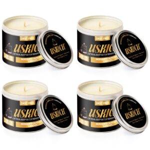 uskich mosquito repellent candle | citronella candle | deet free | made with plant based essential oils and a soy/beeswax blend for outdoor, camping | 30 hours burn time | 6.4 oz | 4 pack