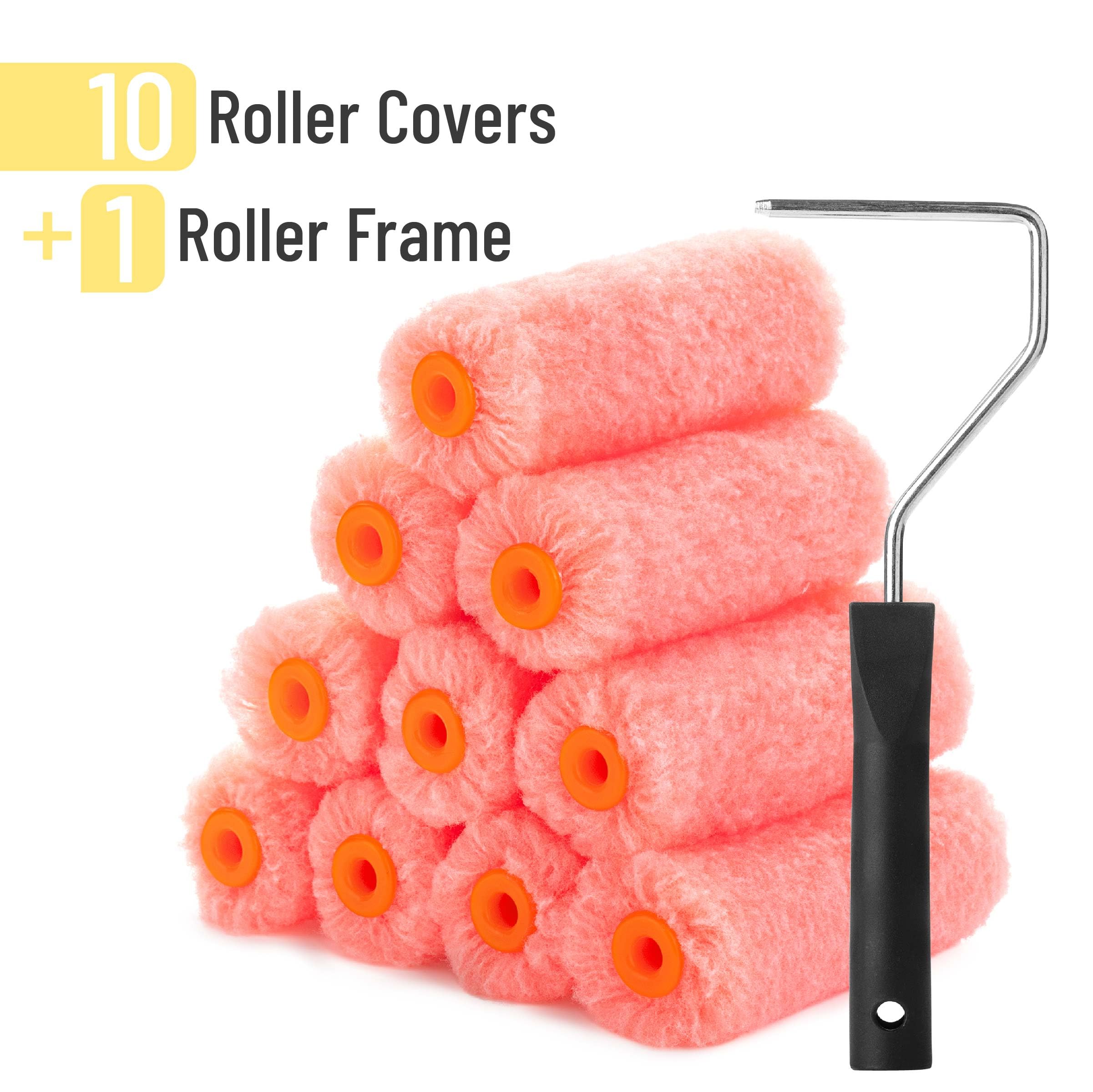 Bates- Paint Rollers, 4 inch Paint Roller with 10 Covers, Small Paint Roller, Paint Roller Covers, Mini Paint Roller, Paint Roller 4 Inch, Mini Rollers for Painting, Paint Rollers 4 Inch