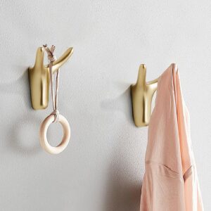 Mleuxvics 4 Packs Double Wall Hooks for Hanging Modern Gold, Heavy Duty Coat Hooks Robe Hooks Wall Mounted for Bathroom Bedroom Kitchen Hotel