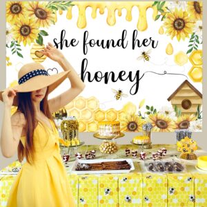 Wonmelody Bee Bridal Shower Decorations Backdrop She Found Her Honey Backdrop Banner Bride to Bee Bridal Shower Decorations Photo Background Meant to Bee Bachelorette Decors for Bee Themed Engagement