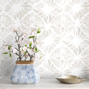 fiula geometric peel and stick wallpaper boho wallpaper78.7 "x16.1" white and gray wallpaper white contact paper removable wallpaper for bedroom waterproof removable shelf liner decal vinyl roll