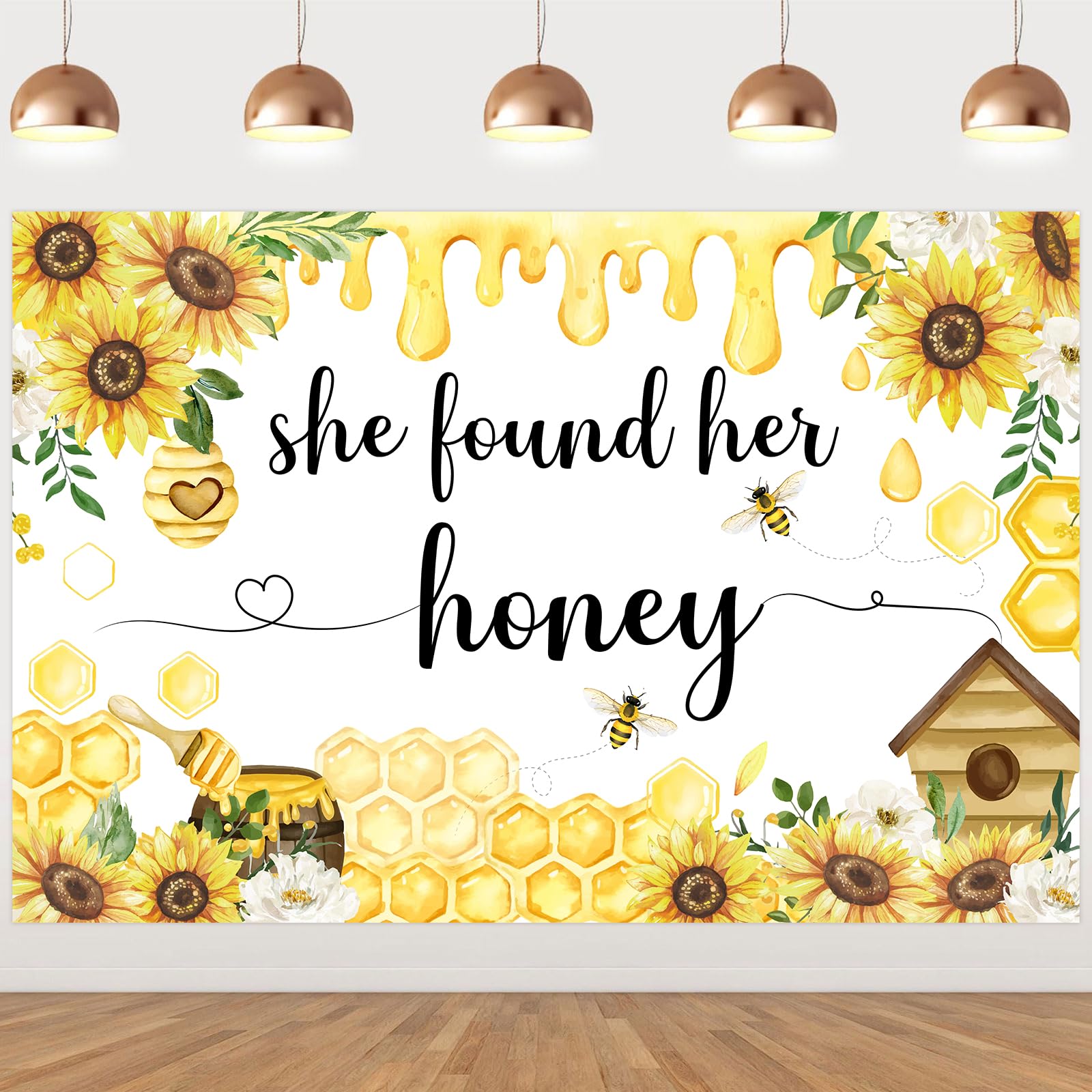 Wonmelody Bee Bridal Shower Decorations Backdrop She Found Her Honey Backdrop Banner Bride to Bee Bridal Shower Decorations Photo Background Meant to Bee Bachelorette Decors for Bee Themed Engagement