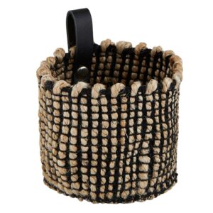 santa barbara design studio jute organizer woven storage basket for home décor, small, black/natural