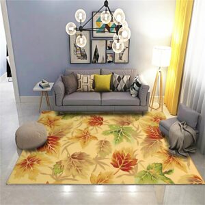 Houient Maple Leaf Area Rug, 4x6ft, Large Washable Soft Carpet,Orange Yellow Green Leaves Fall Theme Decor Non-Slip Rugs for Living Dinning Room Bedroom Kitchen Hallway Office Modern Home Decor