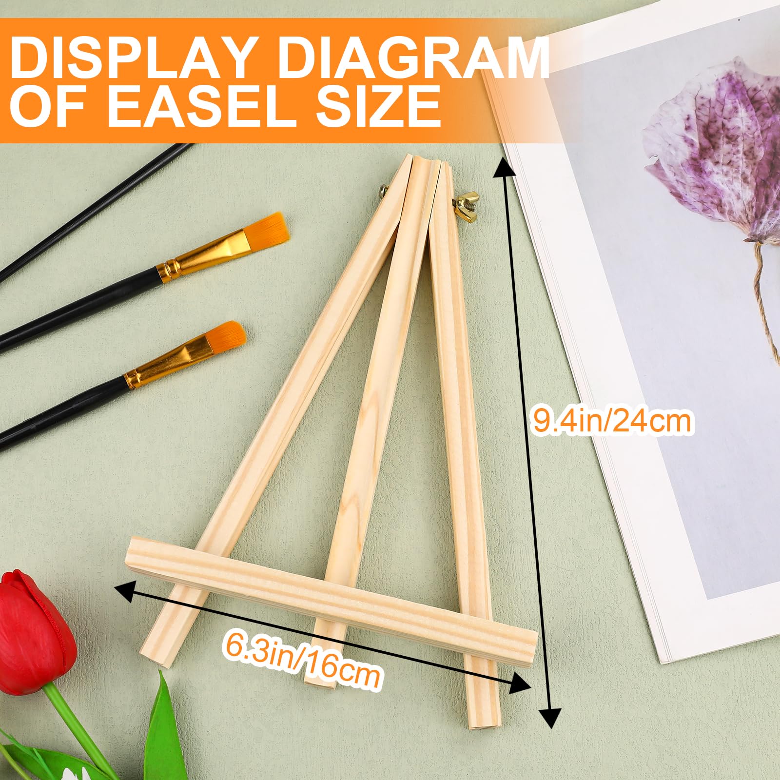 ESRICH 4 Pack 9 Inch Wood Easels, Easel Stand for Painting Canvases, Art, and Crafts, Tripod, Painting Party Easel, Kids Student Tabletop Easels for Painting, Portable Canvas Photo Picture Sign Holder