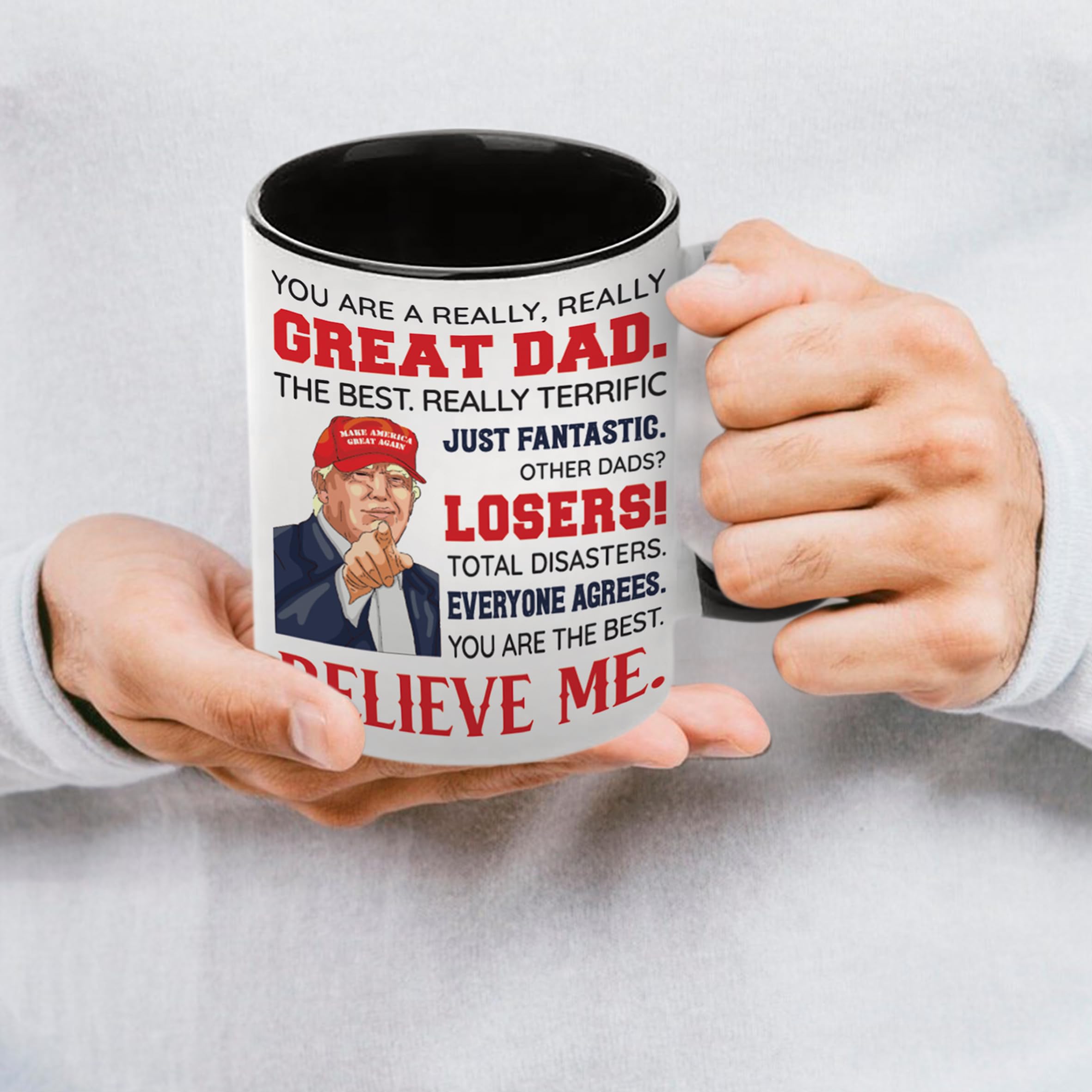 Dad Gifts from Daughter, Son, Kids, Wife - Best Dad Ever Gifts - Gifts for Dad - Fathers Day, Birthday Gifts For Dad - Funny Dad Gifts, New Dad Presents Ideas - Dad Ceramic Mug 11Oz (Black - White)