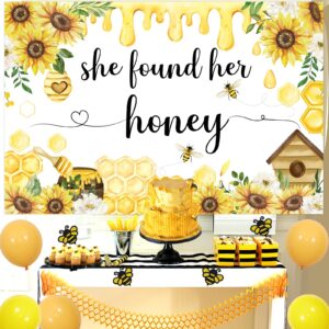 Wonmelody Bee Bridal Shower Decorations Backdrop She Found Her Honey Backdrop Banner Bride to Bee Bridal Shower Decorations Photo Background Meant to Bee Bachelorette Decors for Bee Themed Engagement